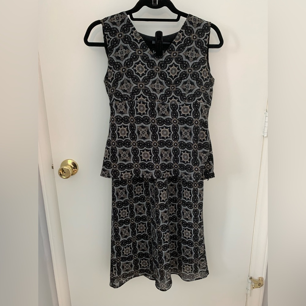 Chapter One Black/Tan/Gray XS Petite Skirt Set